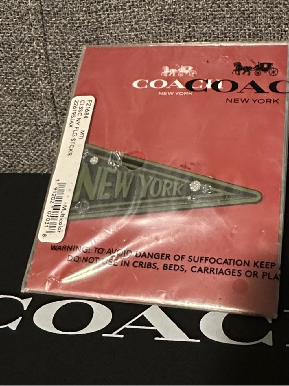 Coach New York Olive Green Pennant Leather Patch with Embellishment